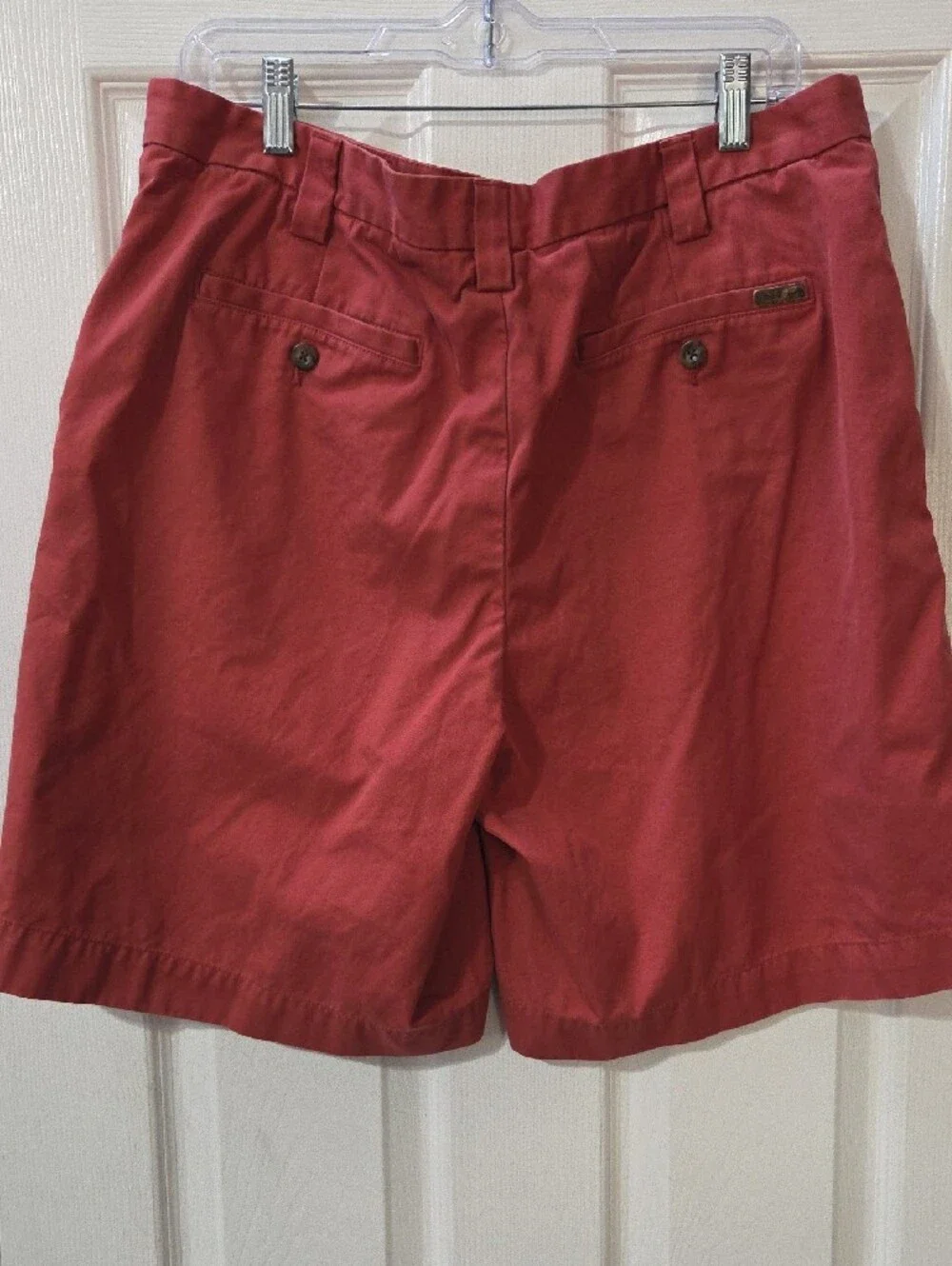 Eddie Bauer Men's Flat Front Shorts in Coral Red - Picture 7 of 9